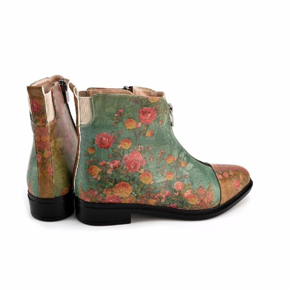 Goby Shoes - Green Floral Ankle Boots - Picture 5 of 5
